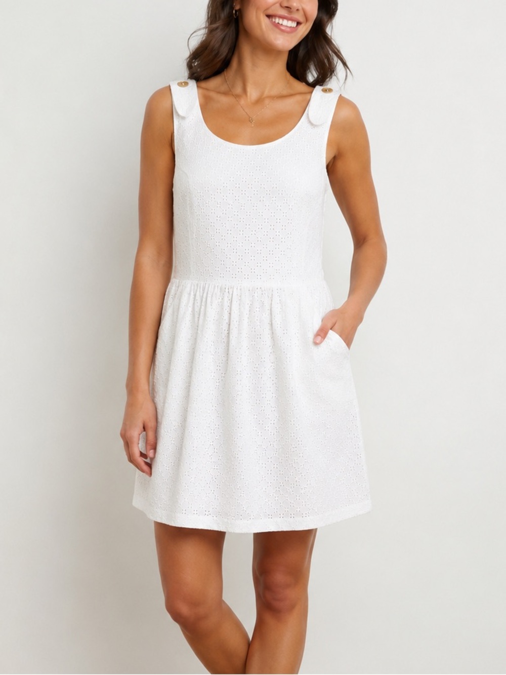 Hanna Andersson Love Hanna Cotton White Eyelet Cottagecore Tank Dress Size 12